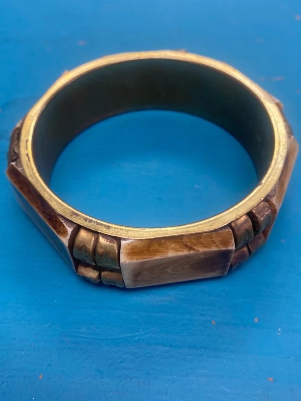 Vintage brass and bone bangle